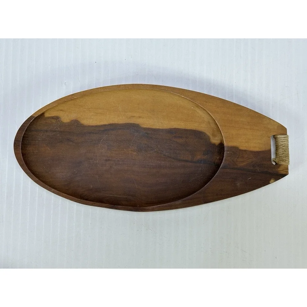 Vintage Teak Wood Snack Trays Set of 4 Atomic MCM‎ Original Label